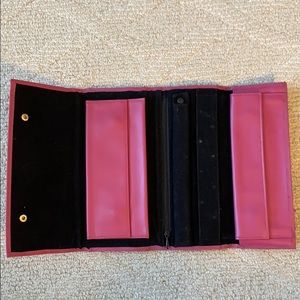 Leather pink jewelry holder